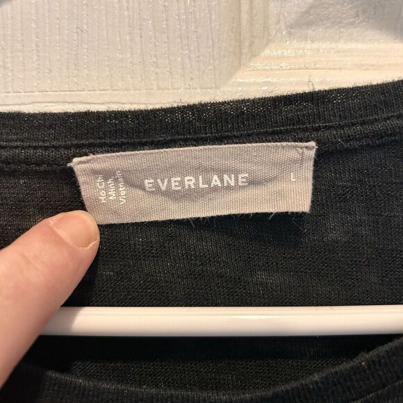 Everlane Womens Dress Large 100% Linen‎ Lightweight TShirt Minimal Beachy Black - Picture 2 of 7